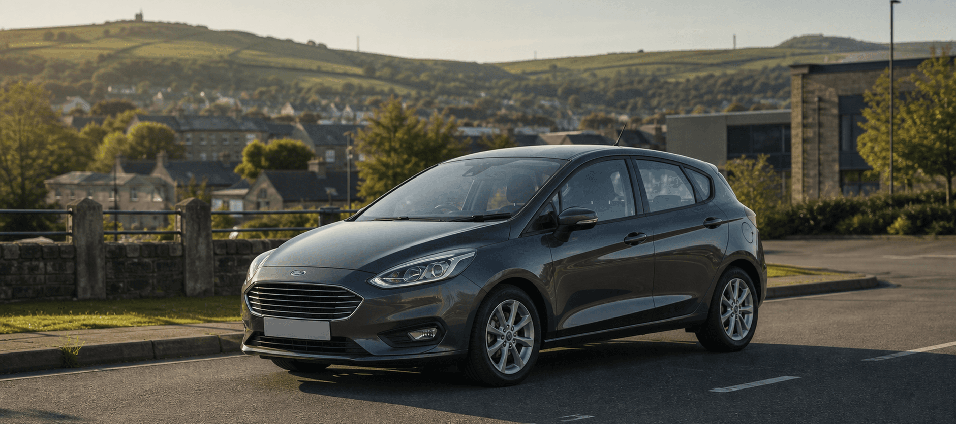 Compact hire car ready for practical travel around Heysham