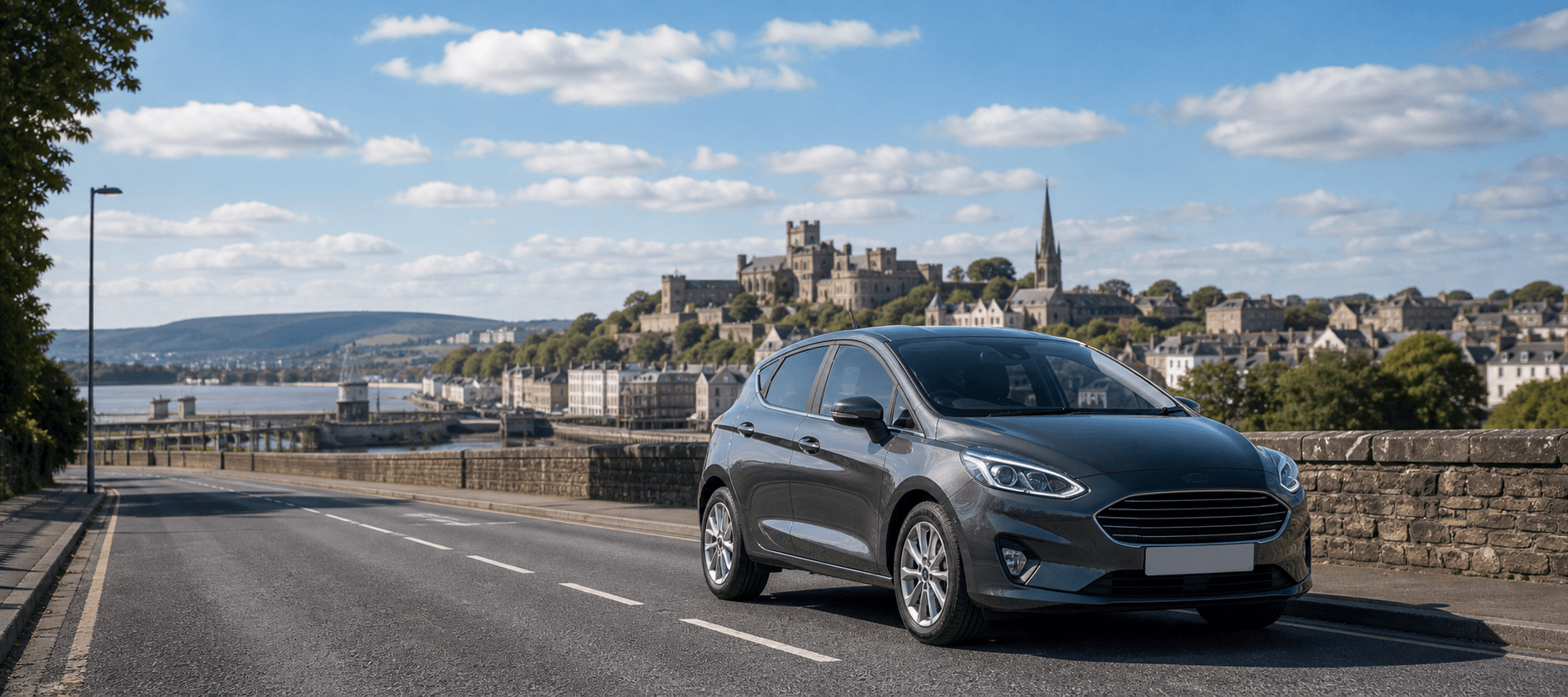 Compact hire car ready for practical travel around Blackpool